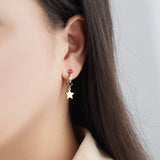 Crystal Star Moon Dangle Earrings Rainbow Square Geometric Hoop