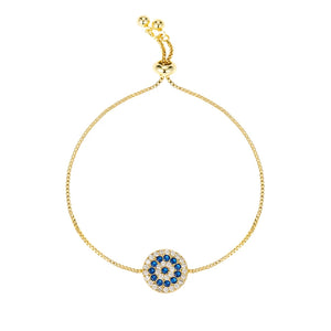 Zircon Evil Eye Charm Bracelet Adjustable Box Chain Jewelry Gift