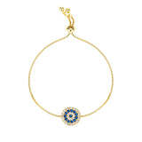 Zircon Evil Eye Charm Bracelet Adjustable Box Chain Jewelry Gift