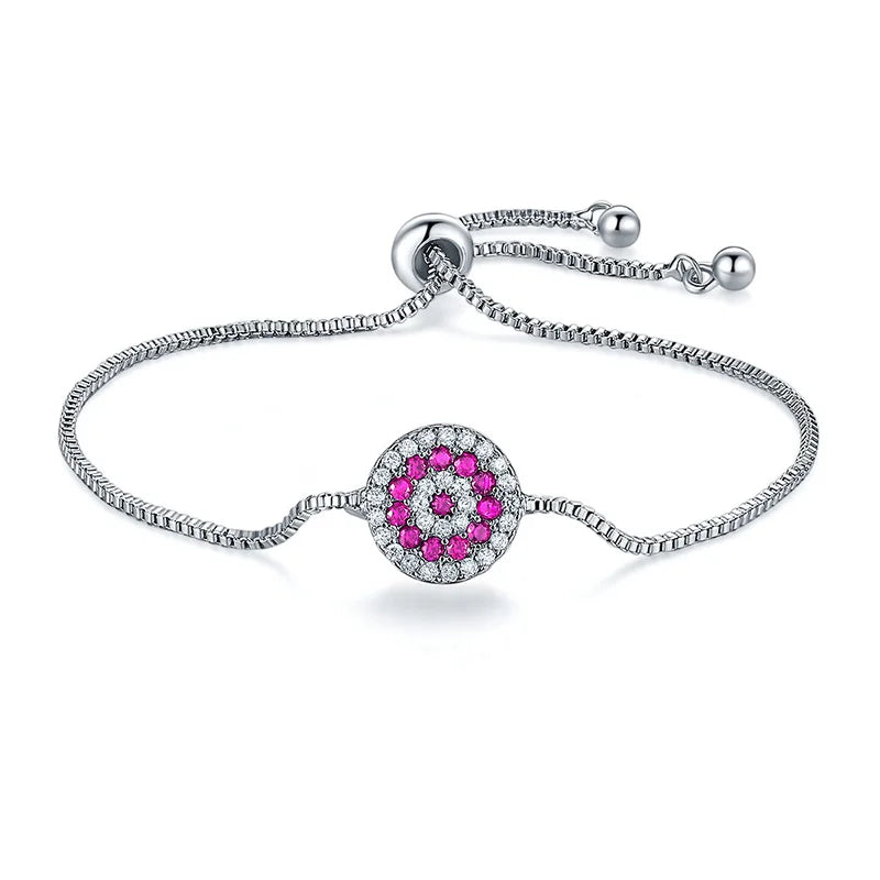 Zircon Evil Eye Charm Bracelet Adjustable Box Chain Jewelry Gift