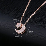 SIPENGJEL Zircon Moon Star Pendant Necklace Women Fine Jewelry