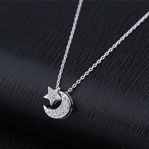 SIPENGJEL Zircon Moon Star Pendant Necklace Women Fine Jewelry
