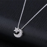 SIPENGJEL Zircon Moon Star Pendant Necklace Women Fine Jewelry