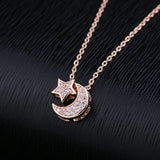 SIPENGJEL Zircon Moon Star Pendant Necklace Women Fine Jewelry
