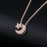 SIPENGJEL Zircon Moon Star Pendant Necklace Women Fine Jewelry