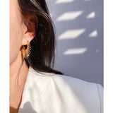Vintage Punk fan-shaped Earrings Geometric Goth Hoop Wedding Jewelry