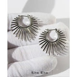 Vintage Punk fan-shaped Earrings Geometric Goth Hoop Wedding Jewelry
