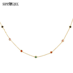 Colorful Cubic Zirconia Crystal Bead Necklace for Women Girls