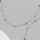 Colorful Cubic Zirconia Crystal Bead Necklace for Women Girls