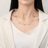 Colorful Cubic Zirconia Crystal Bead Necklace for Women Girls