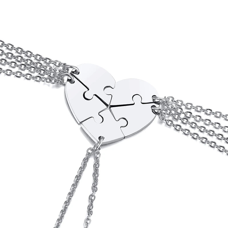 6-Piece Puzzle Heart Pendant Necklaces Set