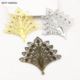 10 Pieces Metal Filigree Flowers Slice Feather Charms Pendant base