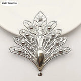 10 Pieces Metal Filigree Flowers Slice Feather Charms Pendant base