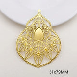 10 Pieces Metal Filigree Flowers Slice Feather Charms Pendant base