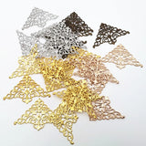 10 Brass Filigree Triangle Flower Charms for DIY Jewelry