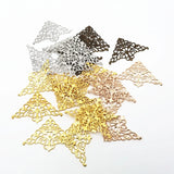 10 Brass Filigree Triangle Flower Charms for DIY Jewelry