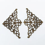 10 Brass Filigree Triangle Flower Charms for DIY Jewelry