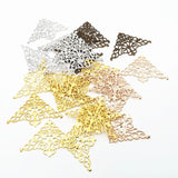 10 Brass Filigree Triangle Flower Charms for DIY Jewelry