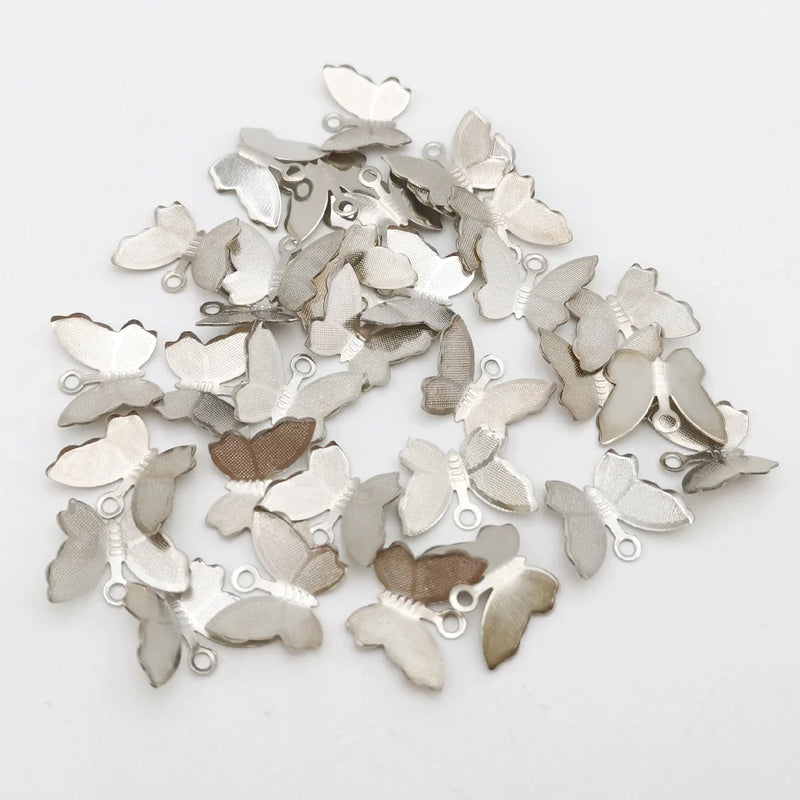 100 PCS 11*13mm K/Copper Filigree Butterfly Flower Slice Charms Base