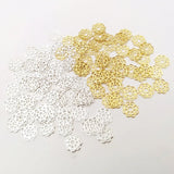 200pcs 10mm Brass Flower Filigree Slice Charms Base Settings