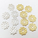 200pcs 10mm Brass Flower Filigree Slice Charms Base Settings