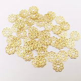 200pcs 10mm Brass Flower Filigree Slice Charms Base Settings