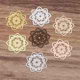 50-Piece DIY Jewelry Accessories 30mm Charms Brass Flower Filigree Flower Slice