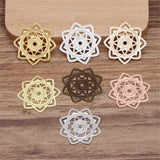 50-Piece DIY Jewelry Accessories 30mm Charms Brass Flower Filigree Flower Slice