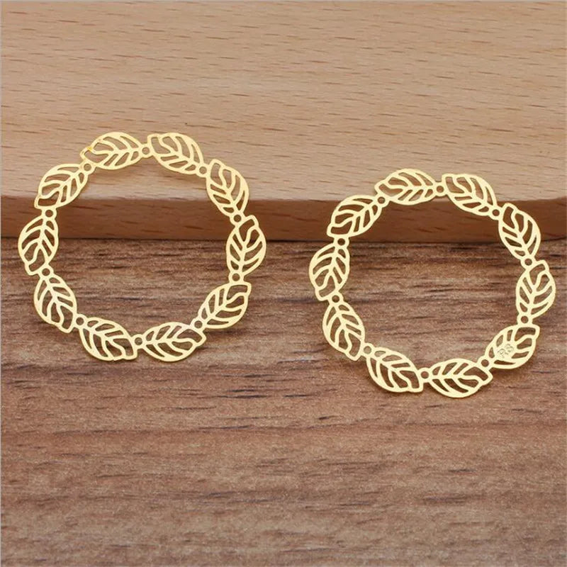 6pcs 29mm Copper Flower Slice Charms Ancient Retro DIY Jewelry Accessories