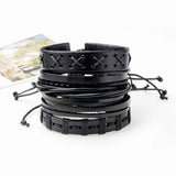 Men's Leather Bracelet Set - 5 Pieces