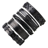 Men's Leather Bracelet Set - 5 Pieces