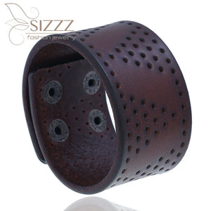 Vintage Wide Leather Bracelet for Women/Men