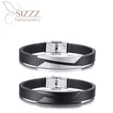 Stainless Steel Microfiber Leather Bracelet for Men
