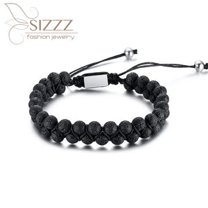 Stainless Steel Stone Braid Bracelet for Men