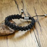 Stainless Steel Stone Braid Bracelet for Men