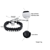 Stainless Steel Stone Braid Bracelet for Men