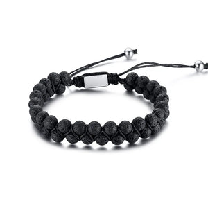 Stainless Steel Stone Braid Bracelet for Men