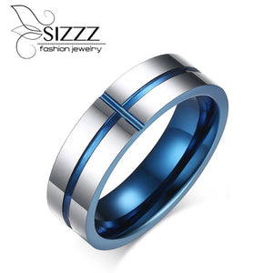 6MM Tungsten Steel Cross Ring for Men