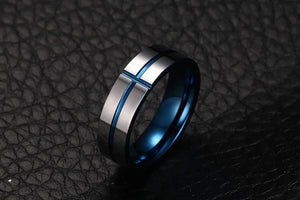 6MM Tungsten Steel Cross Ring for Men