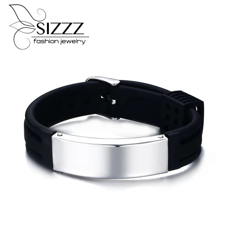 15.7MM Stainless Steel Strap Silicone Bracelet for Men