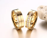 Gold CZ Wedding Rings Lover's Cubic Zirconia Stainless Steel Romantic Ring