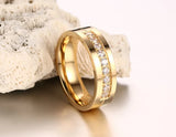 Gold CZ Wedding Rings Lover's Cubic Zirconia Stainless Steel Romantic Ring