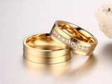 Gold CZ Wedding Rings Lover's Cubic Zirconia Stainless Steel Romantic Ring