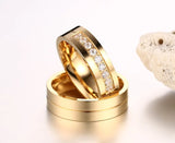 Gold CZ Wedding Rings Lover's Cubic Zirconia Stainless Steel Romantic Ring