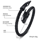 7MM Stainless Steel Dragon Open Bracelet for Men