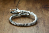 7MM Stainless Steel Dragon Open Bracelet for Men
