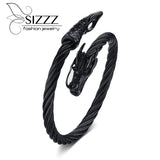 7MM Stainless Steel Dragon Open Bracelet for Men
