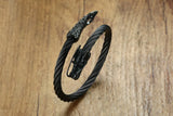 7MM Stainless Steel Dragon Open Bracelet for Men
