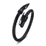 7MM Stainless Steel Dragon Open Bracelet for Men