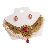 Bohemian Style Crystal Pendant Pearls Necklace Earrings Set